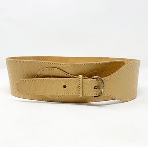Vintage | Tan Wide Leather Belt Made in France